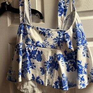 Anthropologie Blue Floral Tank Top